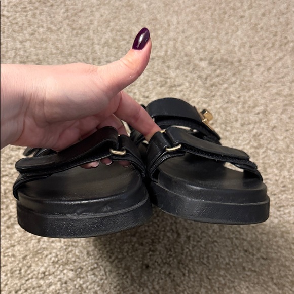 Steve Madden Black Sandals with Gold Accents - Picture 7 of 8